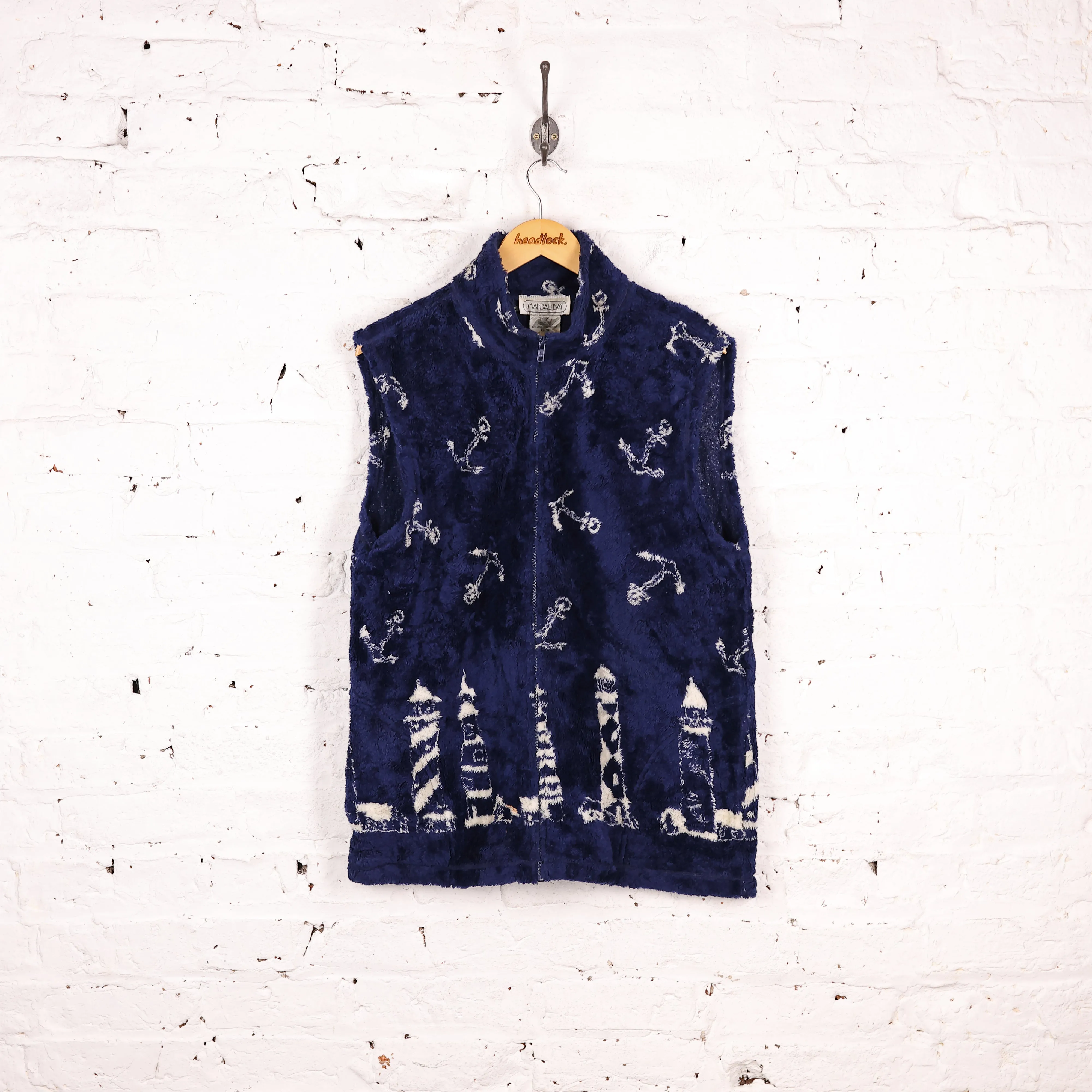 Women's Anchors Lighthouse Fleece Gilet Bodywarmer - Blue - Women's XL