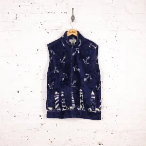 Women's Anchors Lighthouse Fleece Gilet Bodywarmer - Blue - Women's XL