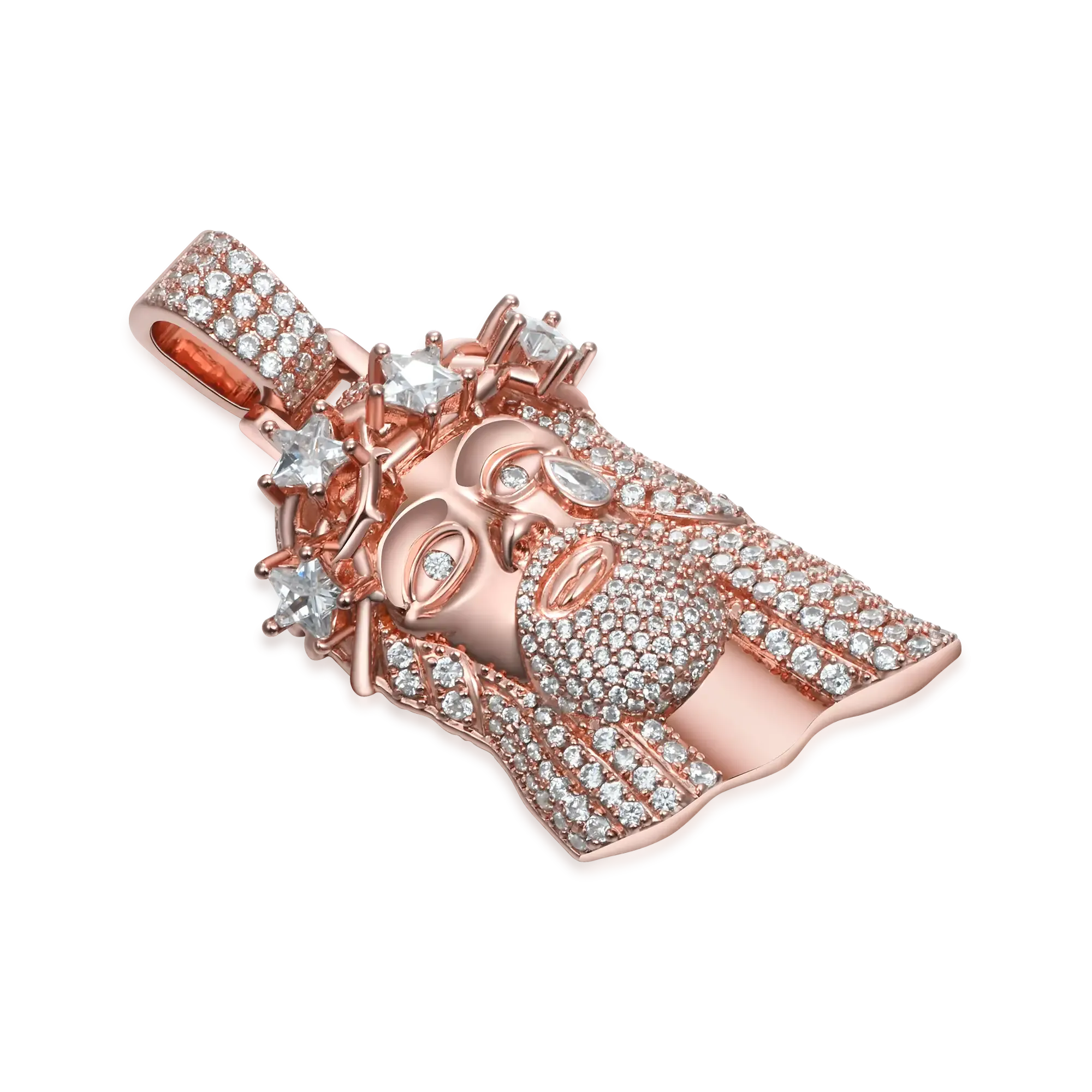 Women's Rose Gold Stellar Jesus Pendant - Small