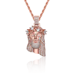 Women's Rose Gold Stellar Jesus Pendant - Small