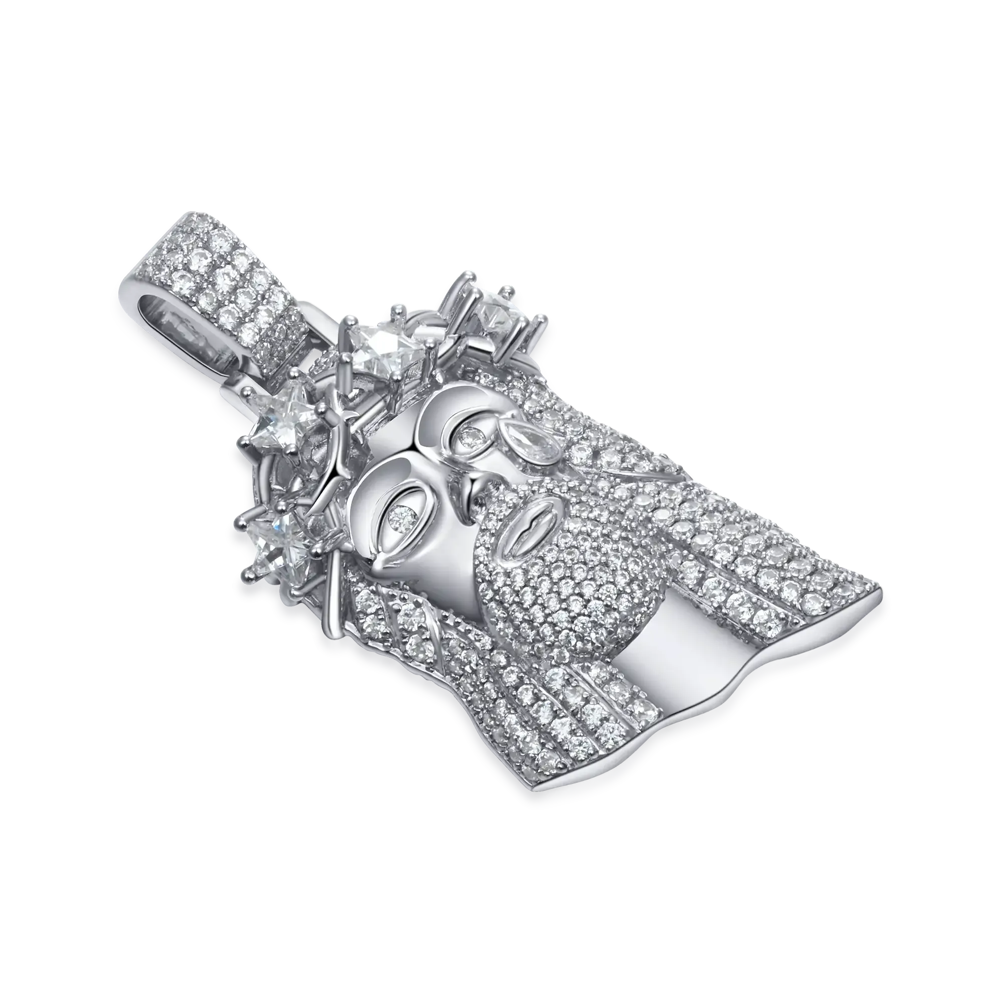 Women's White Gold Stellar Jesus Pendant - Small